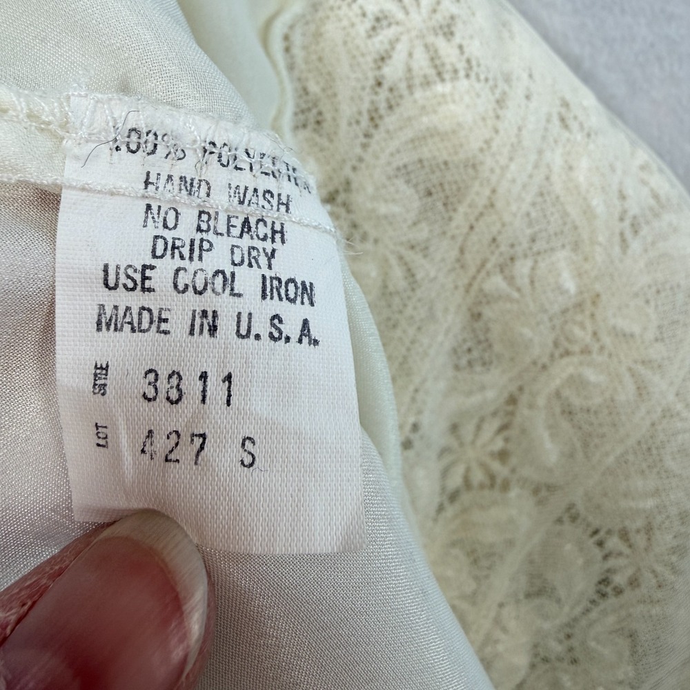 Vintage Satin Sheer Lace Victorian Top M Ivory Lace Mock Neck Prairie Romantic - Picture 10 of 10